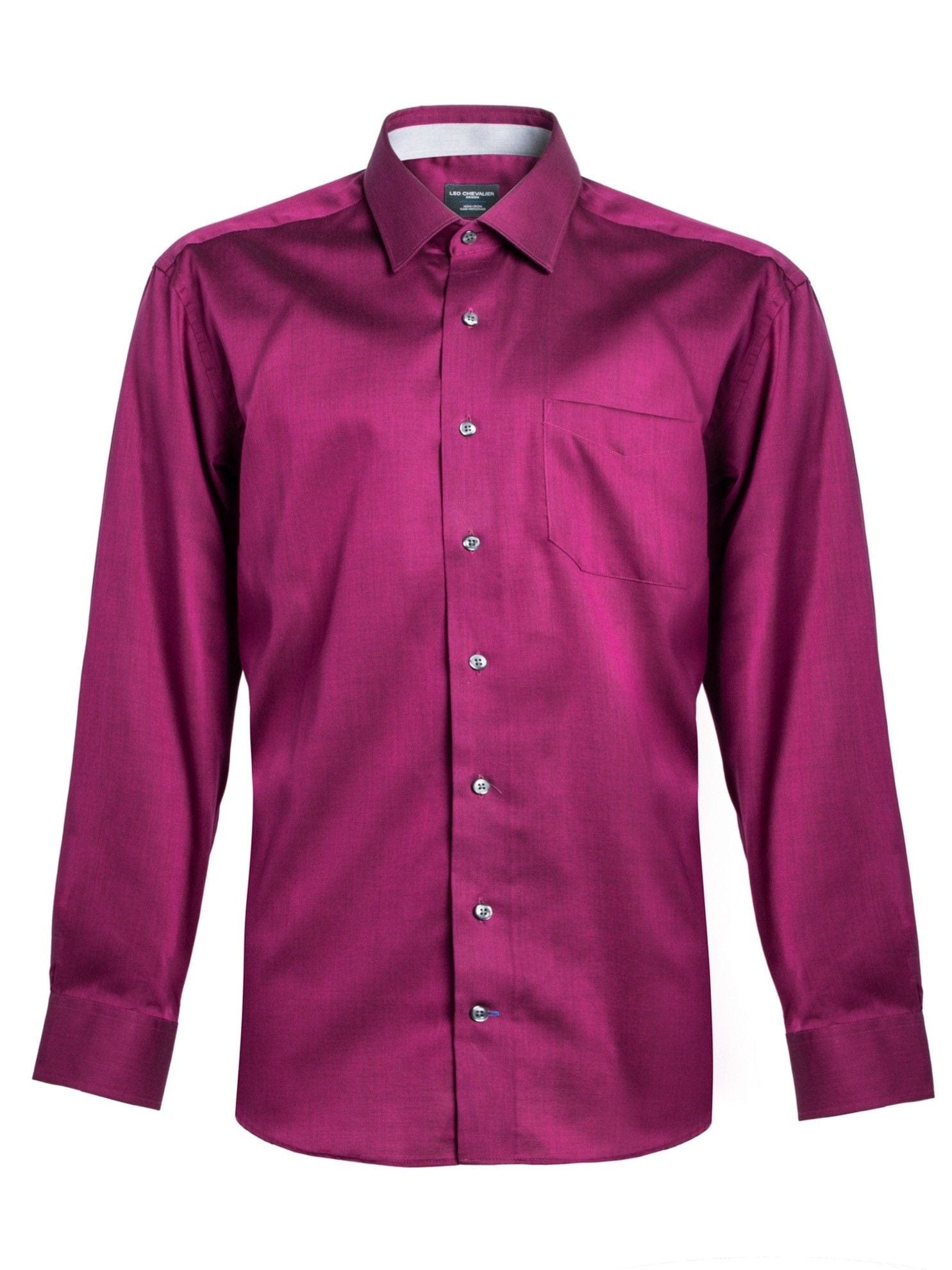 Leo Chevalier Design Mens 100% Cotton Non Iron Contemporary Fit Dress Shirts Contrasting Buttons and Trims Available in 6 More Colors