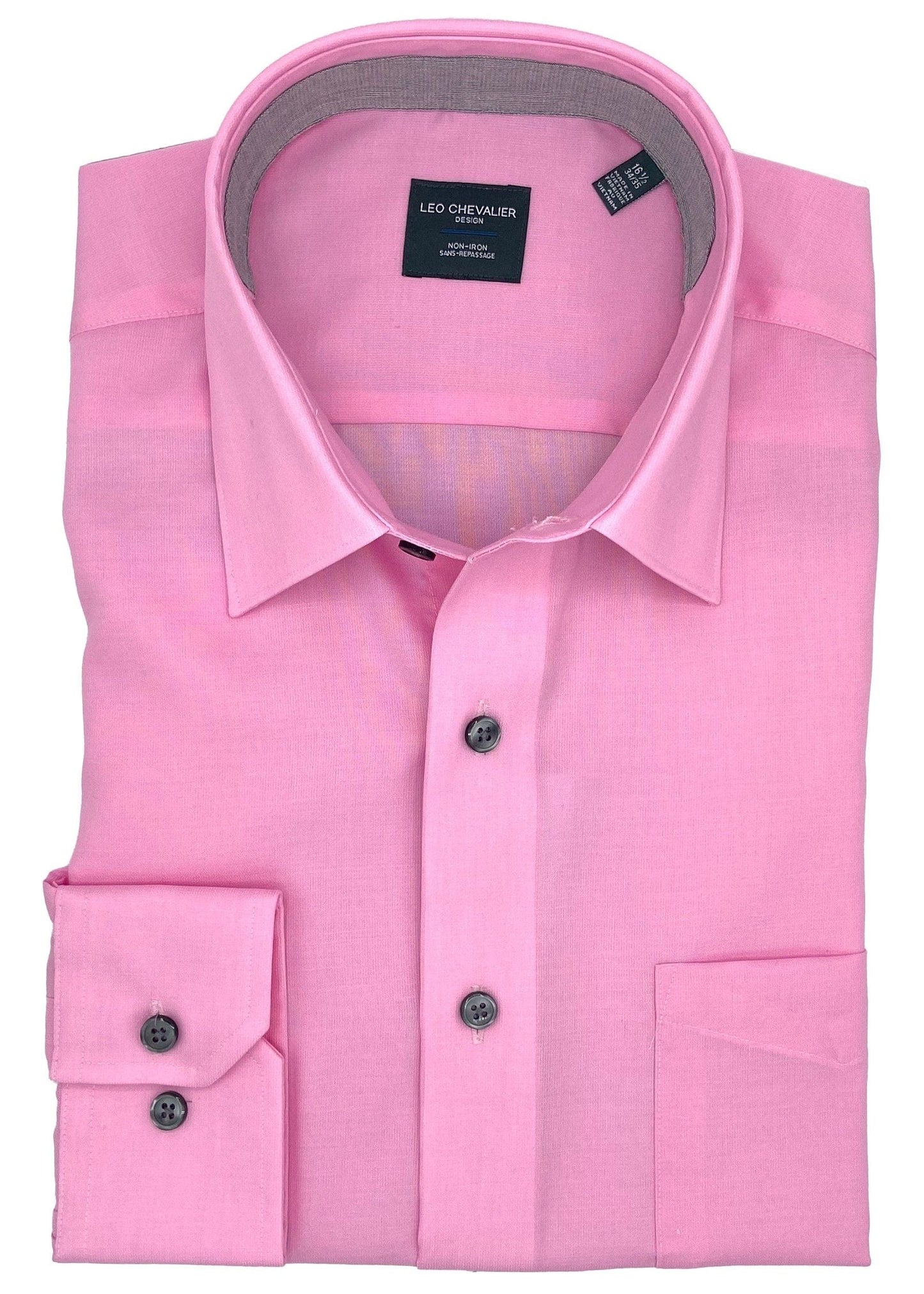 Leo Chevalier Design Mens 100% Cotton Non Iron Contemporary Fit Dress Shirts Contrasting Buttons and Trims Available in 6 More Colors