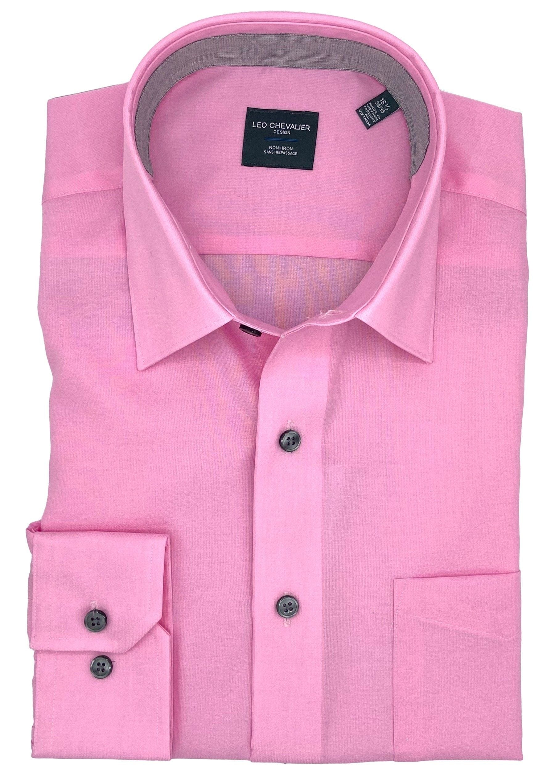 Leo Chevalier Design Mens 100% Cotton Non Iron Contemporary Fit Dress Shirts Contrasting Buttons and Trims Available in 6 More Colors
