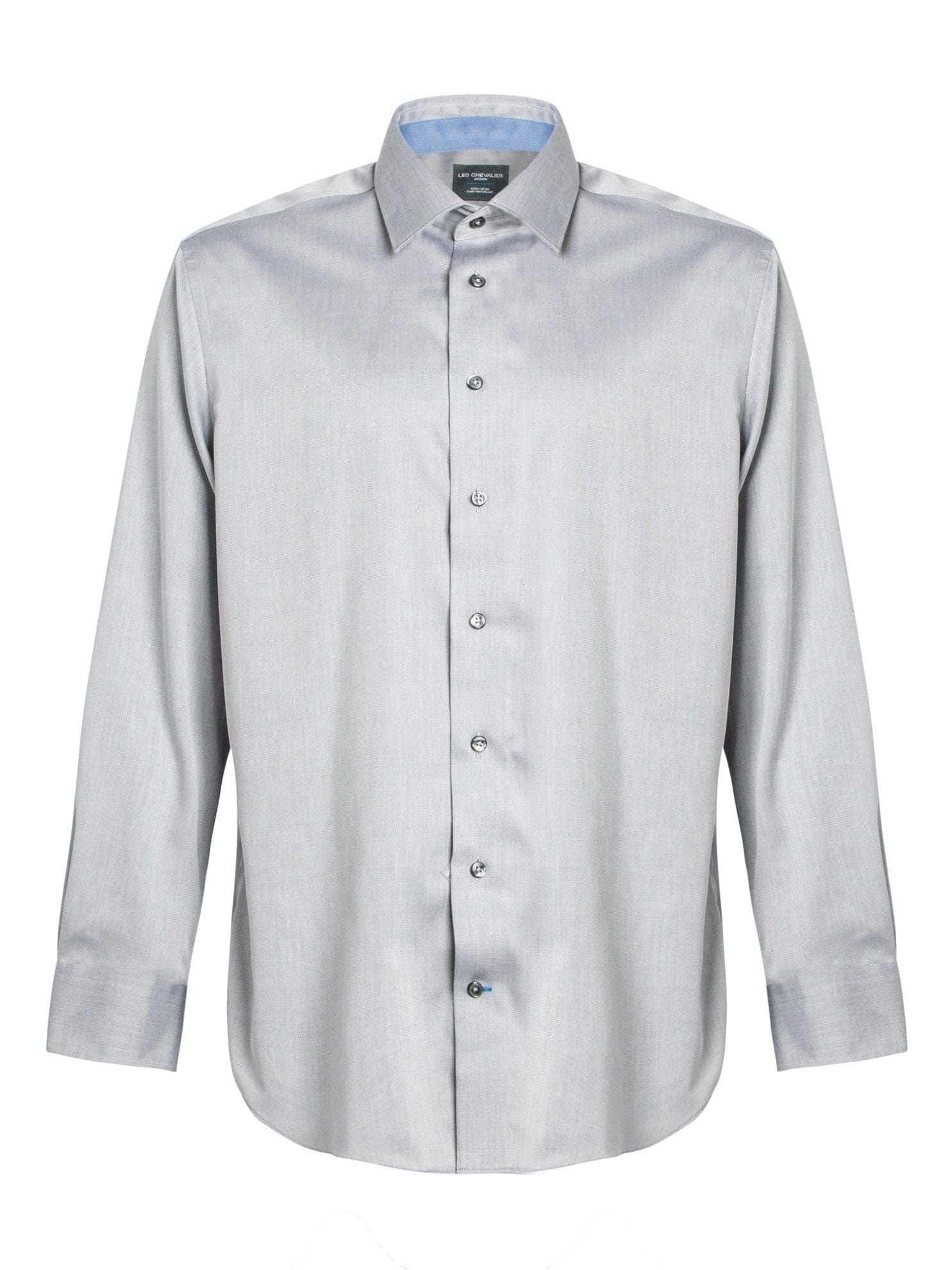 Leo Chevalier Design Mens 100% Cotton Non Iron Contemporary Fit Dress Shirts Contrasting Buttons and Trims Available in 6 More Colors