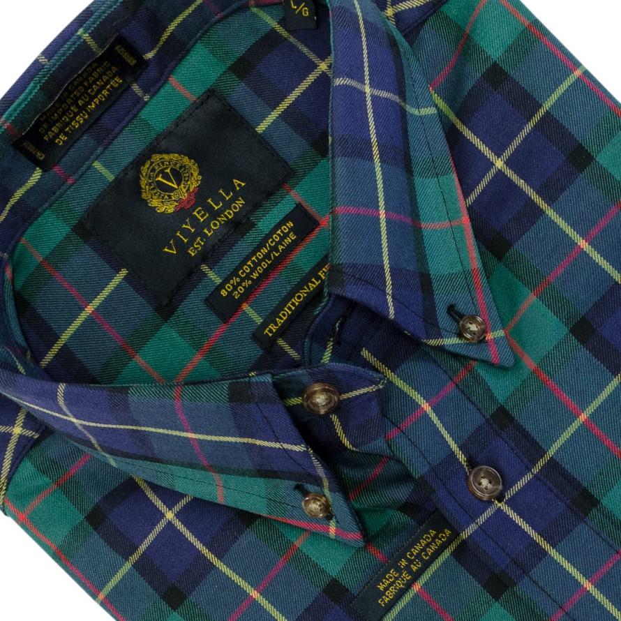 Viyella Canadian Made Button Down Long Sleeve Shirts in Pine Plaid