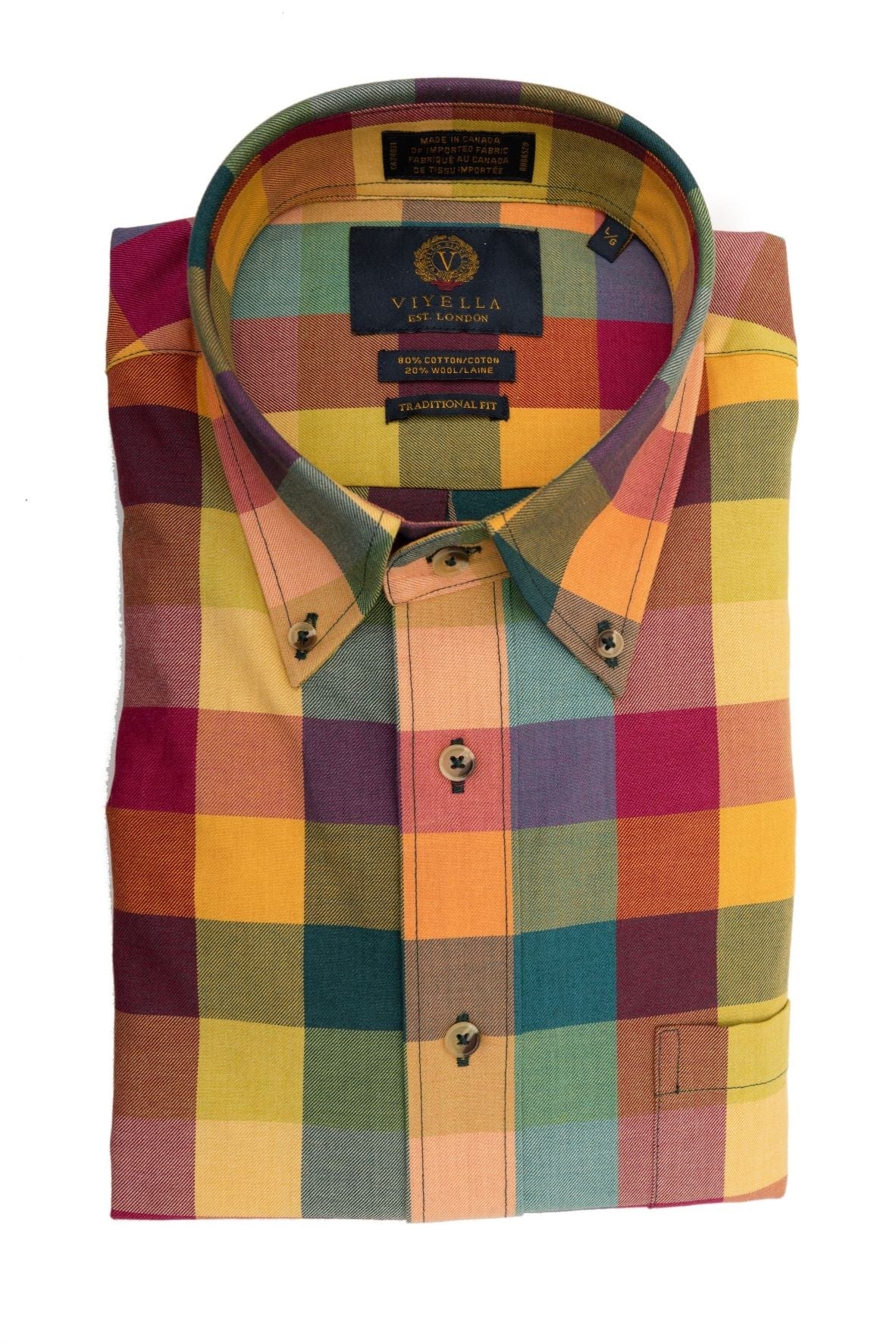 Viyella Canadian Made Viyella Multi Bright Plaid Button Down Long Sleeve Shirts