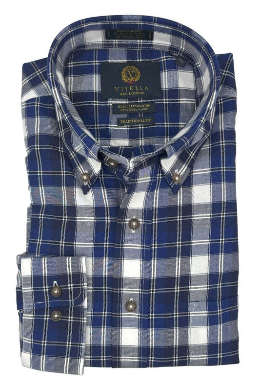 Viyella Blue Plaid Long Sleeve Men's Button-Down – Classic & Stylish