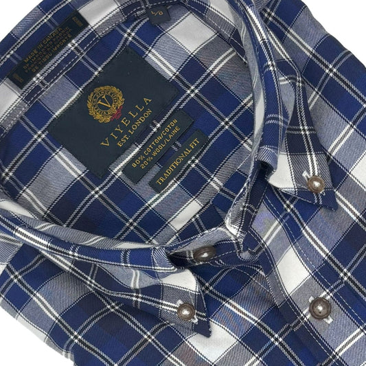 Viyella Blue Plaid Long Sleeve Men's Button-Down – Classic & Stylish