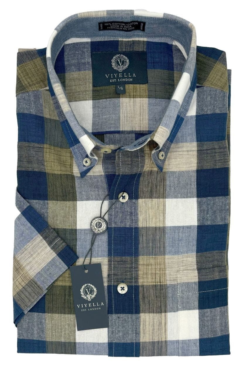 Viyella Expertly Crafted bLUE Plaid Madras Shirts The Abbey's Finest