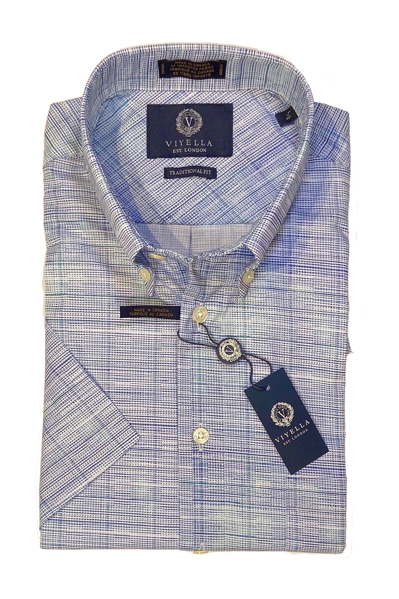 Viyella Blue Print Short Sleeve Shirts for Men: Breathable & Comfortable Fit