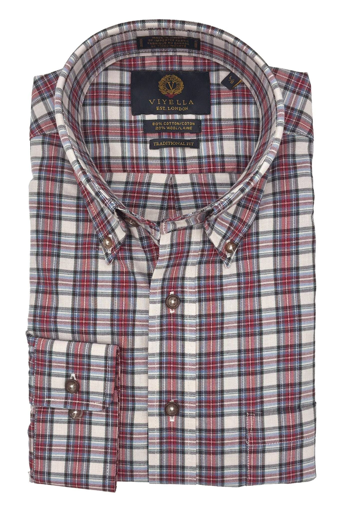 Viyella Chambray Red & Black Plaid Long Sleeve Sport Shirt for Winter