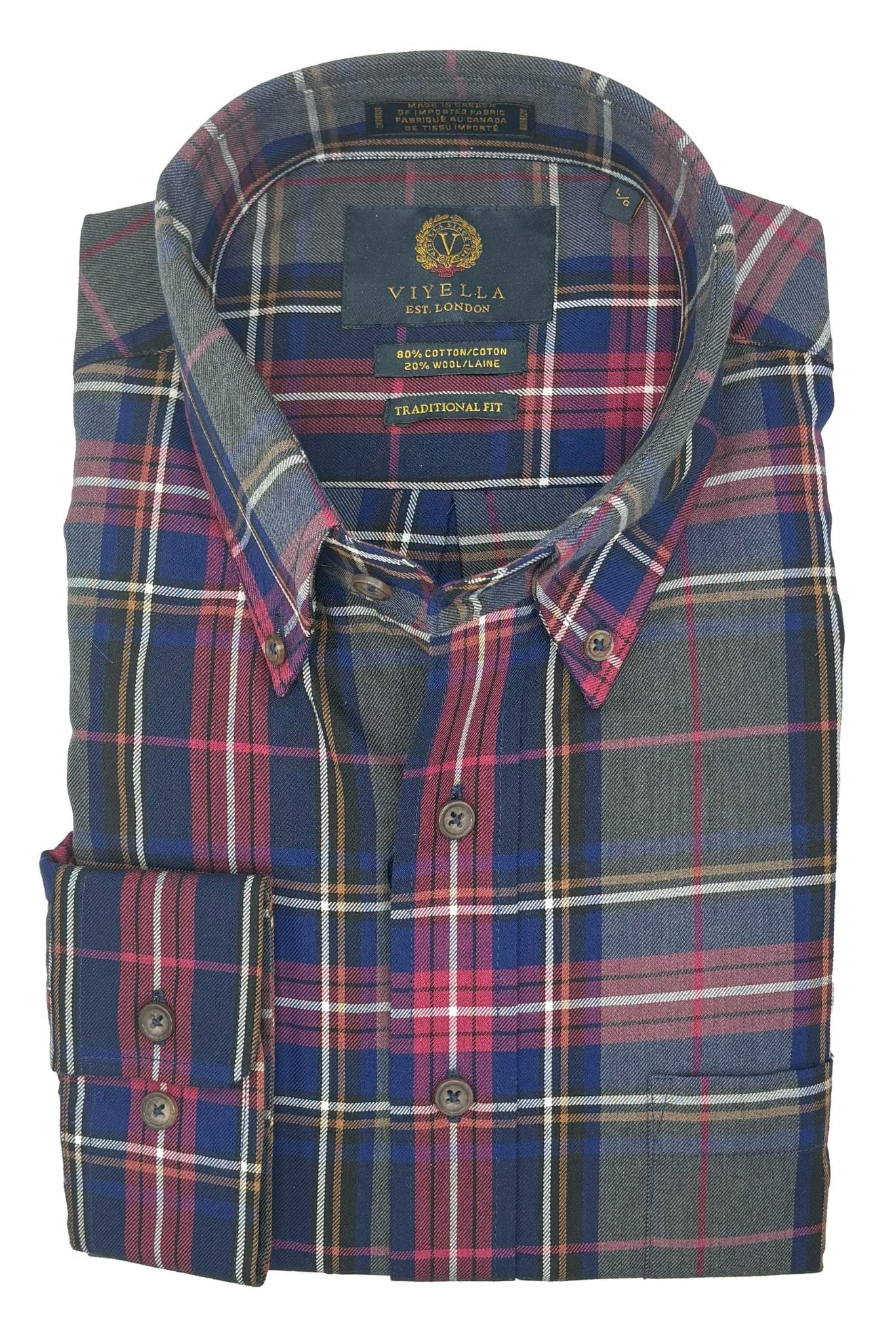 Viyella Charcoal Plaid Long Sleeve Men's Button-Down Shirt – Sophisticated Style