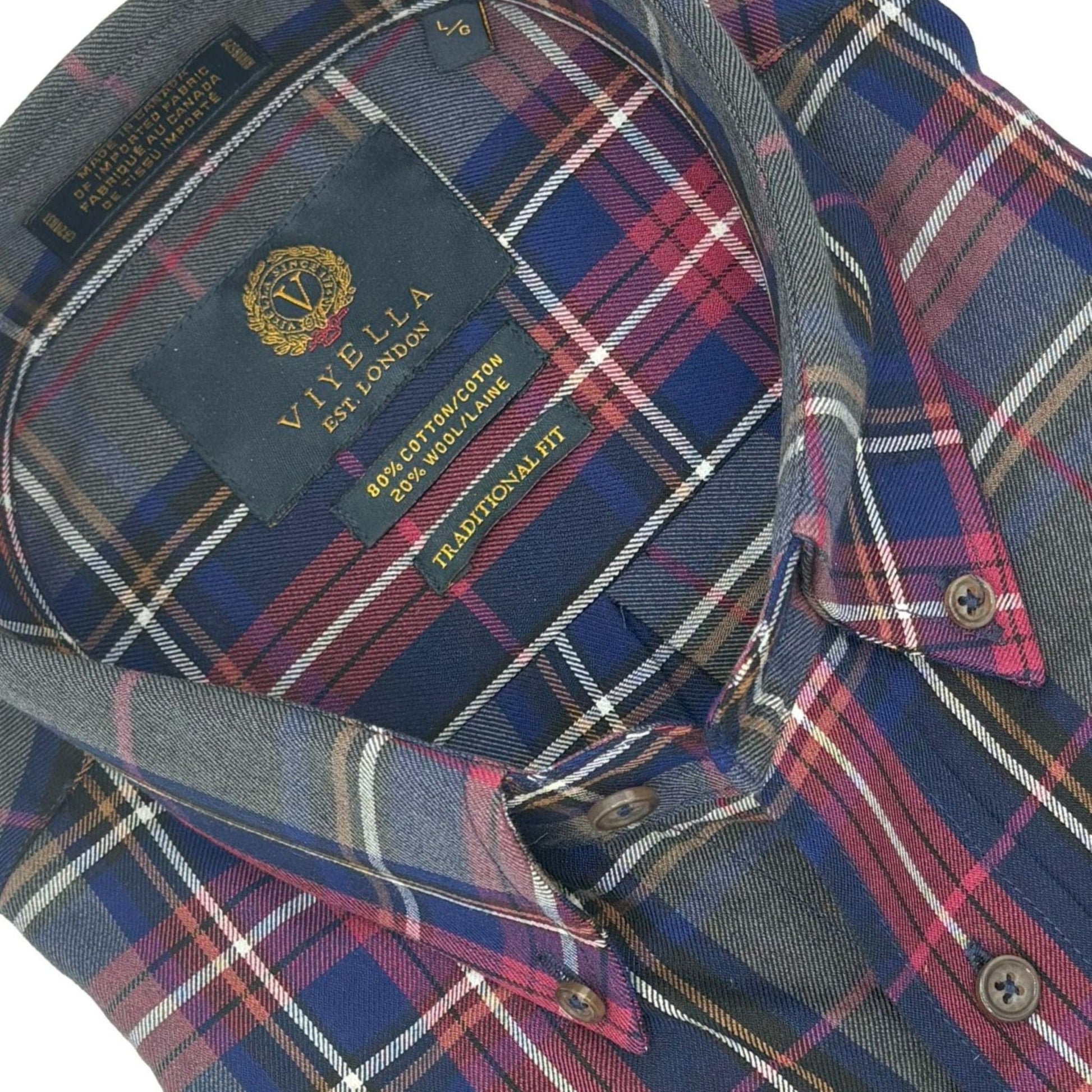 Viyella Charcoal Plaid Long Sleeve Men's Button-Down Shirt – Sophisticated Style