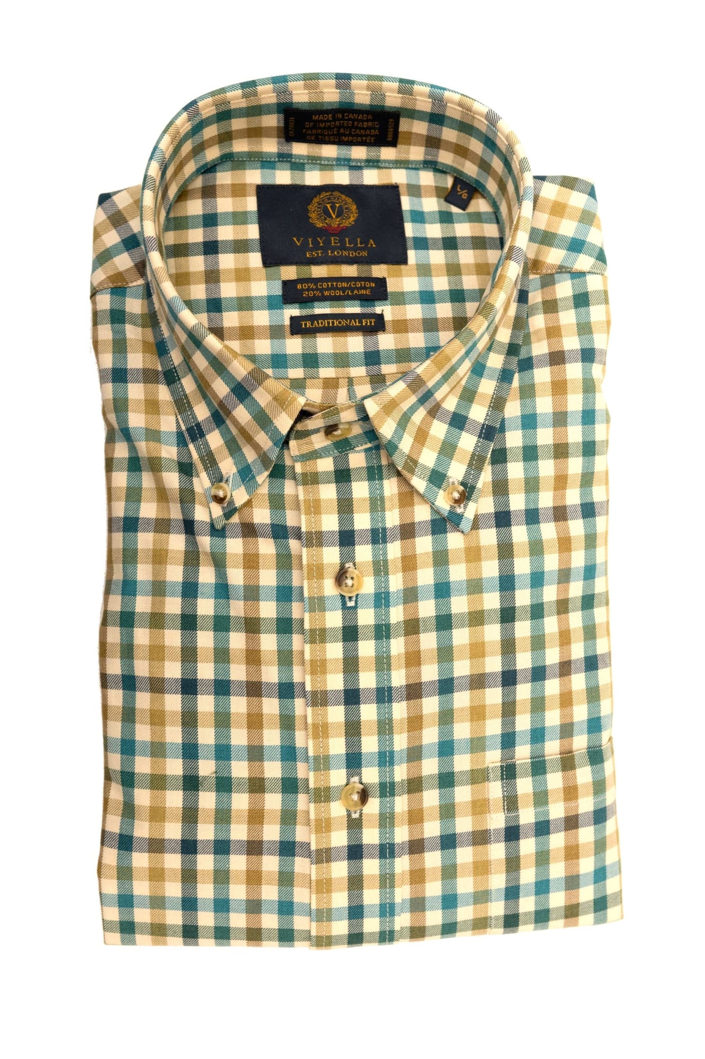 Viyella Sage Check Button Down Long Sleeve Shirts Canadian Made