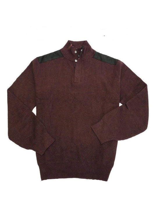 Viyella-L Sale Mens Viyella Long Sleeve 1/4 Hidden Zip Mock Neck Sweater