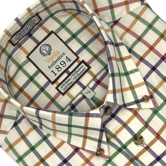 Viyella Luxurious Cotton & Cashmere Gingham Long Sleeve Shirts