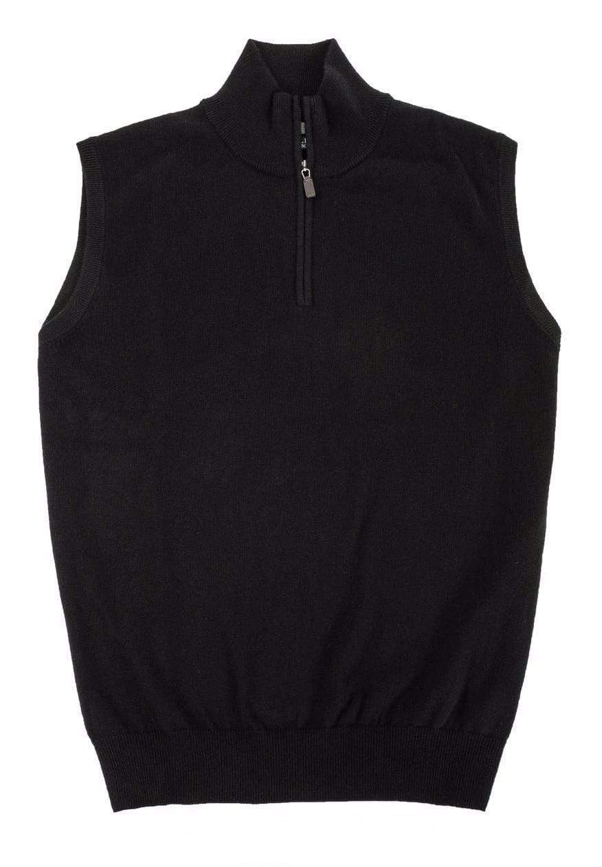 Viyella Mens Quarter Zip Mock Neck Light Weight Cotton Sweater Vests Available in 7-Colors
