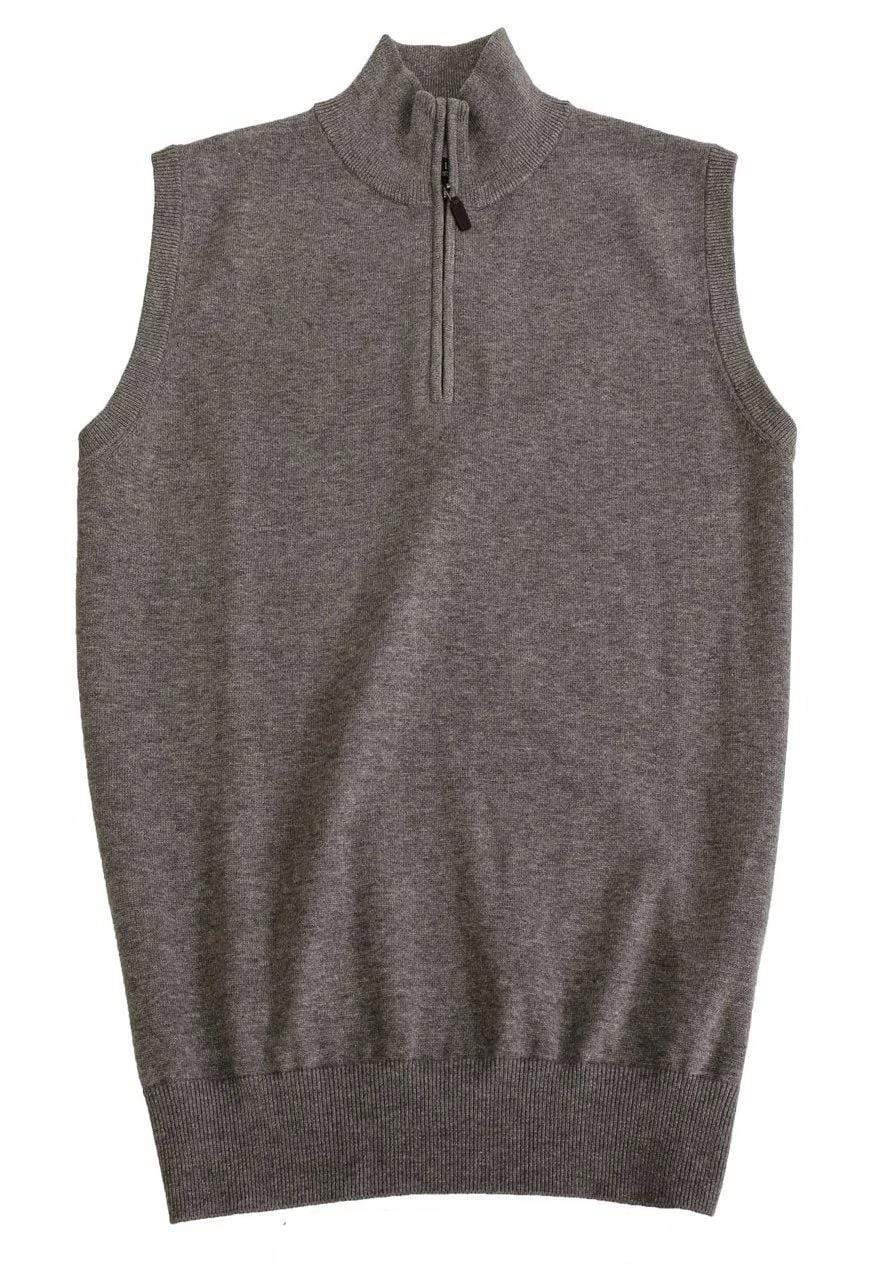 Viyella Mens Quarter Zip Mock Neck Light Weight Cotton Sweater Vests Available in 7-Colors