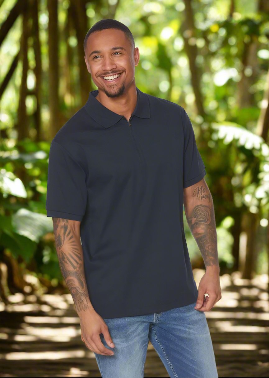 Navy Golf Shirts for Men Breathable Fabric by Viyella