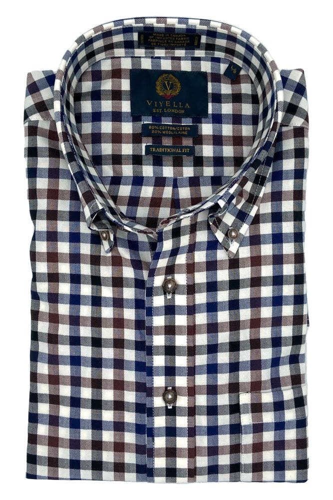 Viyella Gingham Button Down Collar Long Sleeve - Made in Canada