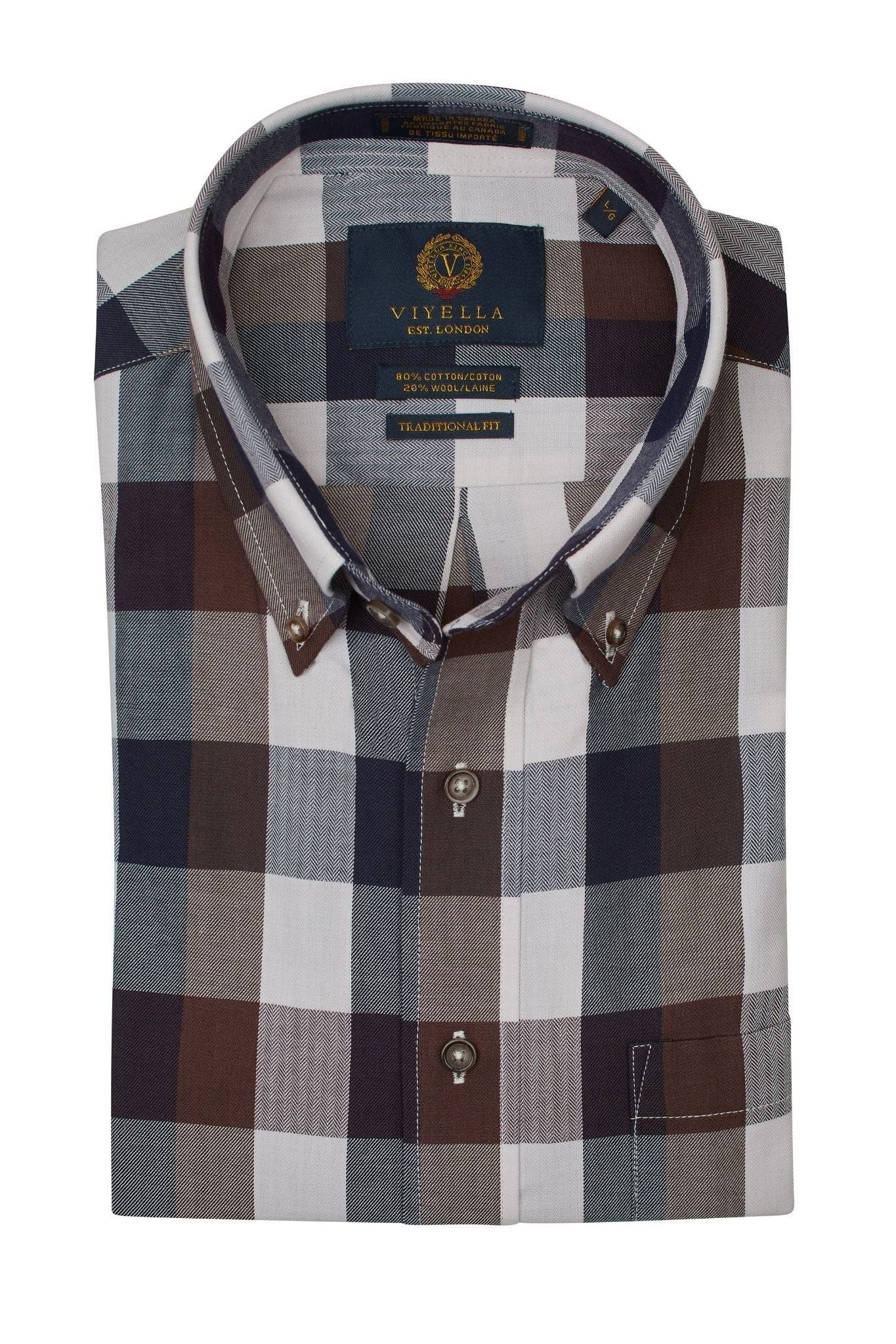 Viyella Charcoal Check Cotton & Wool Long Sleeve Shirts