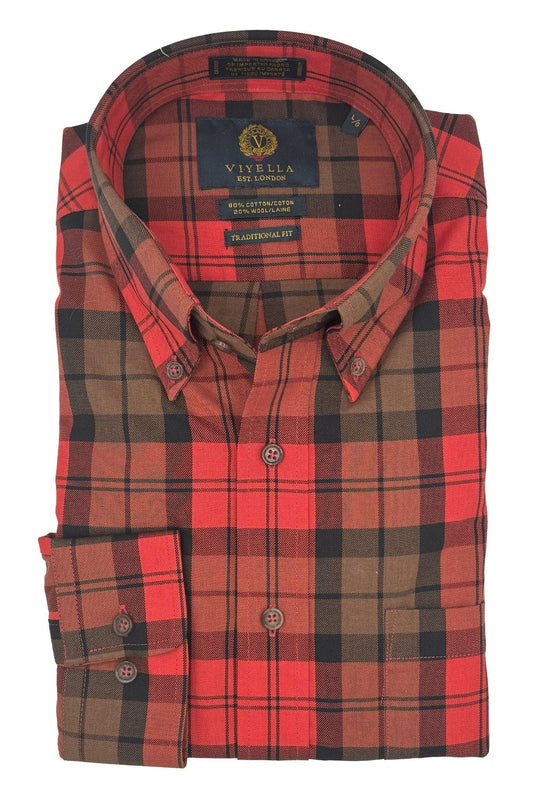 Viyella Paprika Plaid Long Sleeve Button Down Shirt – Bold & Stylish