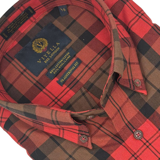 Viyella Paprika Plaid Long Sleeve Button Down Shirt – Bold & Stylish