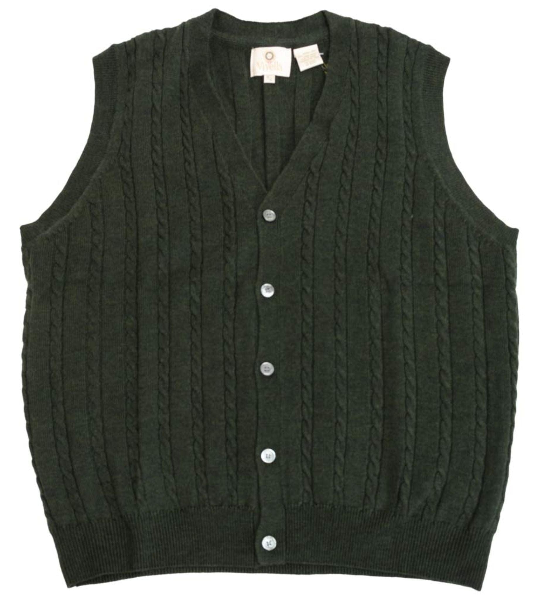 Viyella Stay Stylish and Cozy with our Extra Fine Merino Wool Cable Knit Button Sweater Vest - Available in 11 Stunning Colors