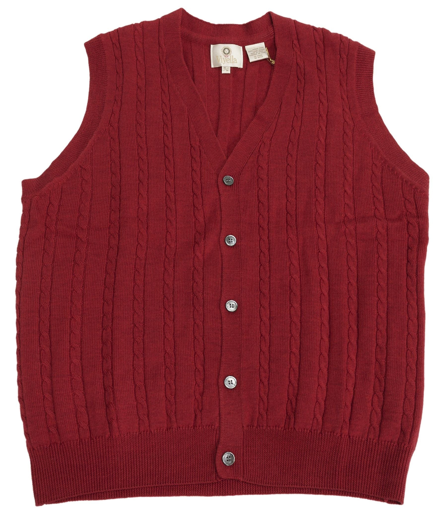 Viyella Stay Stylish and Cozy with our Extra Fine Merino Wool Cable Knit Button Sweater Vest - Available in 11 Stunning Colors