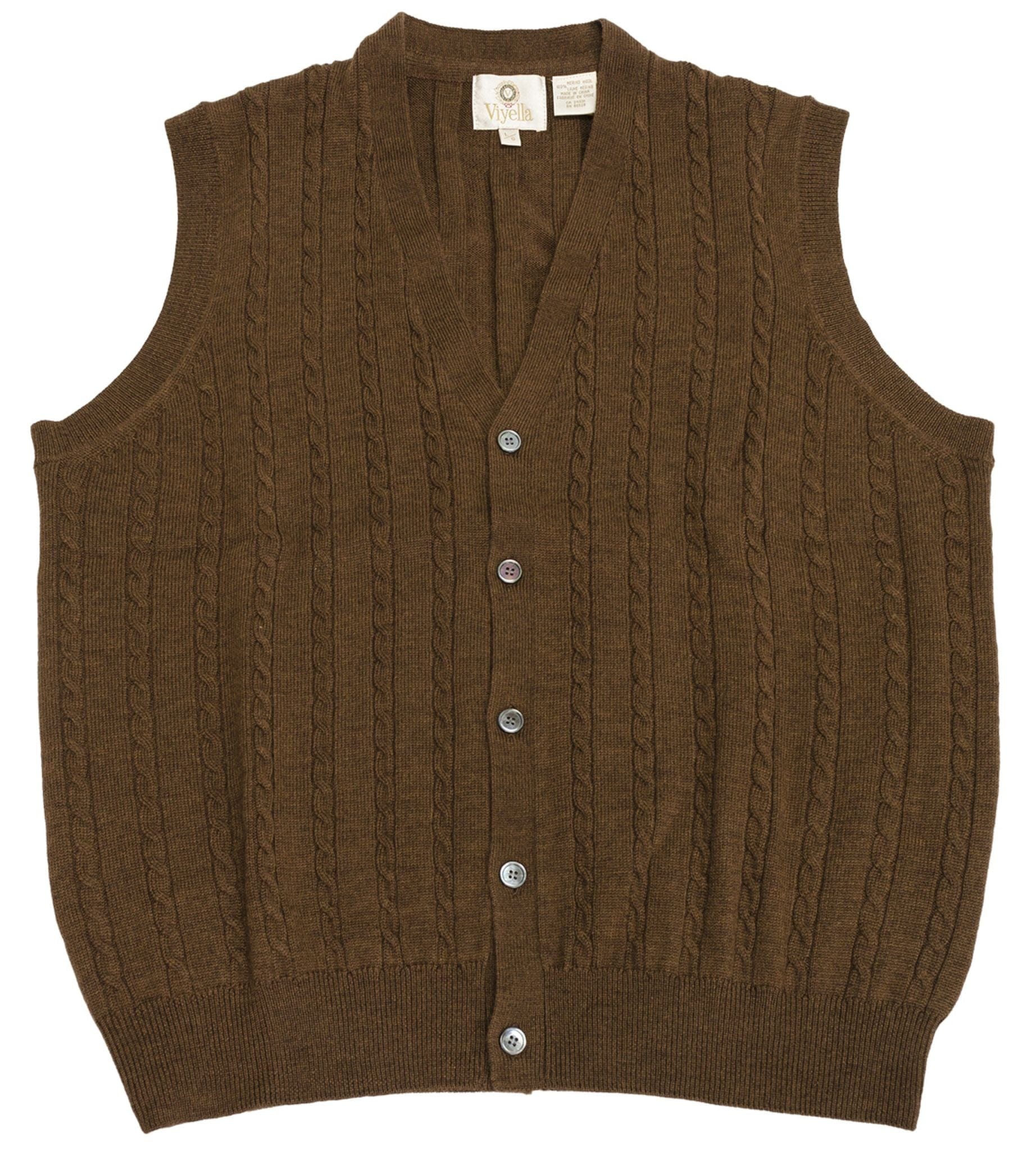 Viyella Stay Stylish and Cozy with our Extra Fine Merino Wool Cable Knit Button Sweater Vest - Available in 11 Stunning Colors