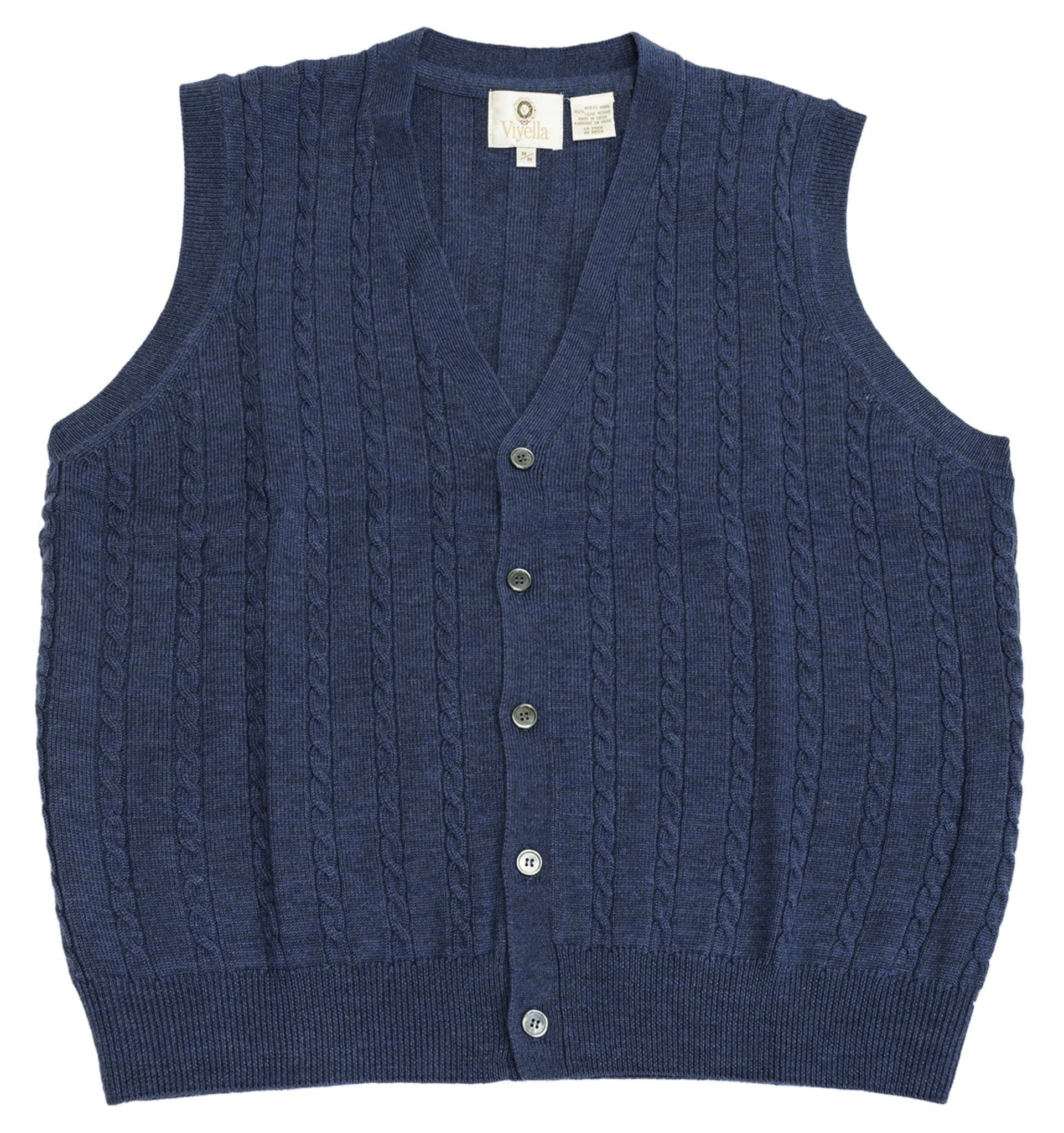 Viyella Stay Stylish and Cozy with our Extra Fine Merino Wool Cable Knit Button Sweater Vest - Available in 11 Stunning Colors