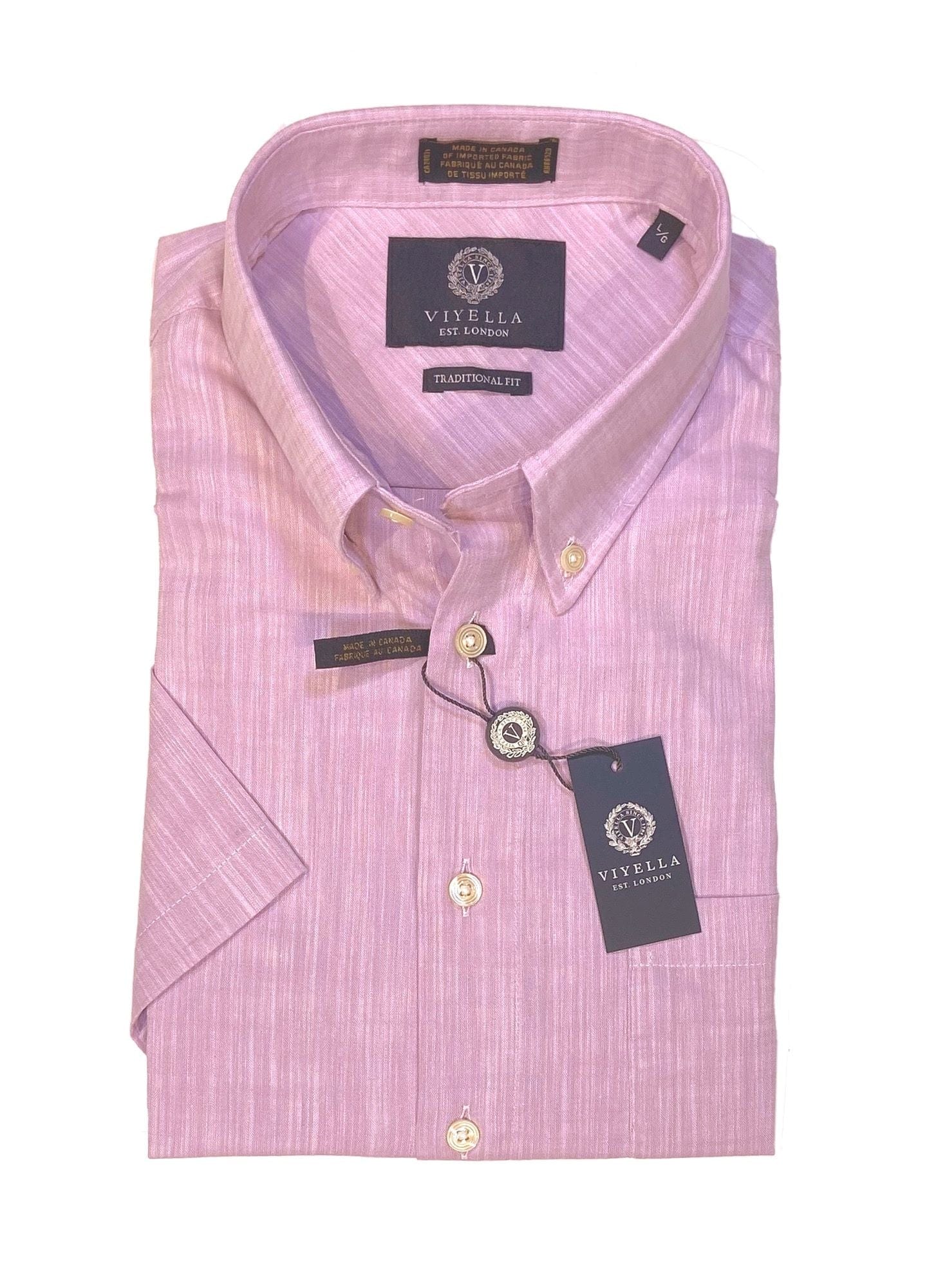 Viyella 100% Cotton Short Sleeve Button Down Sport Shirt Available in 4 Colors Made In Canada