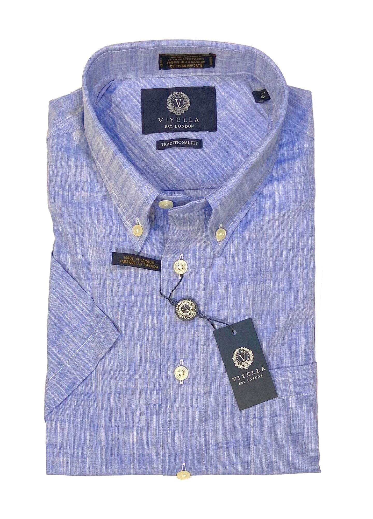 Viyella 100% Cotton Short Sleeve Button Down Sport Shirt Available in 4 Colors Made In Canada