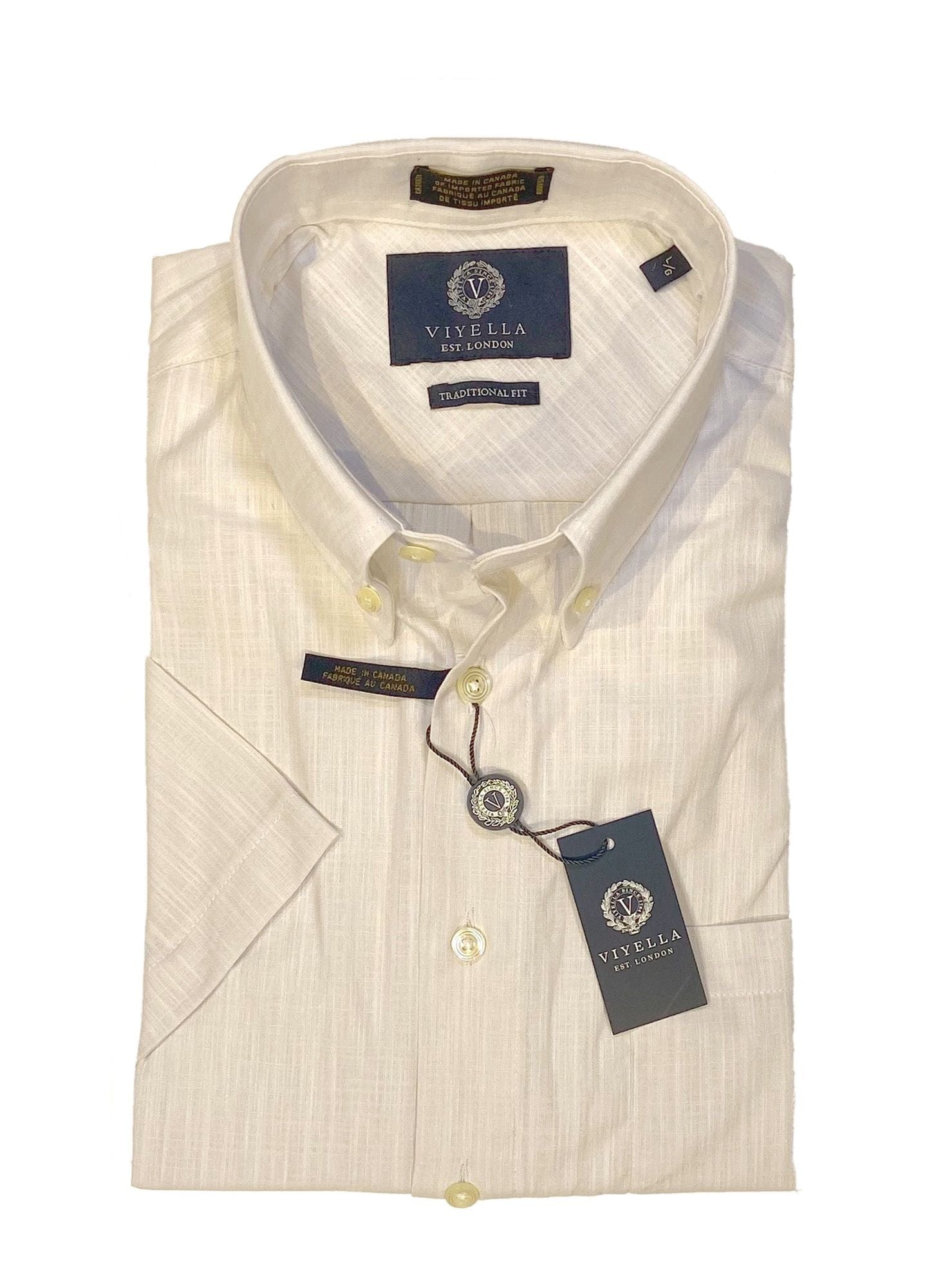 Viyella 100% Cotton Short Sleeve Button Down Sport Shirt Available in 4 Colors Made In Canada