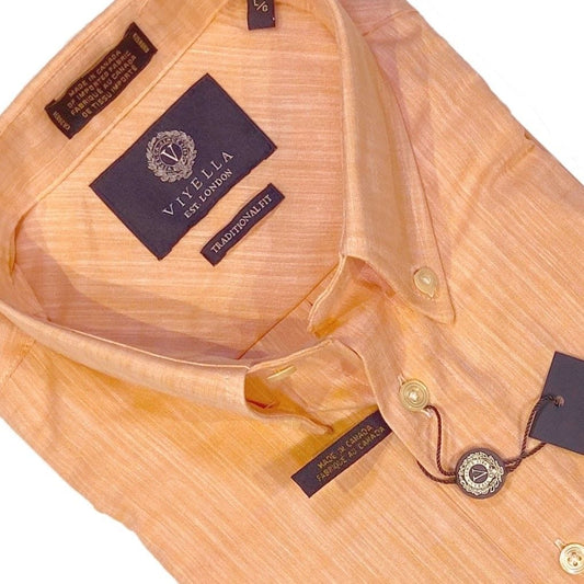 Viyella 100% Cotton Short Sleeve Button Down Sport Shirt Available in Blue & Orange Made In Canada