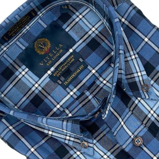 Viyella Blue Button-Down Collar Shirts - Made in Canada