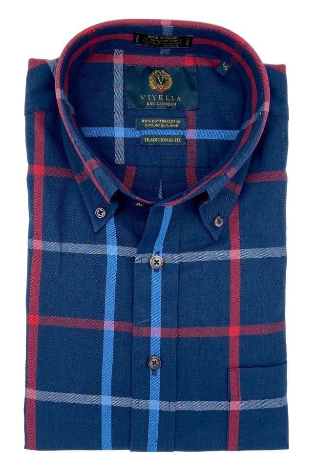 Viyella Shop the Best: Our Navy Blue Windowpane Shirts, Made In Canada