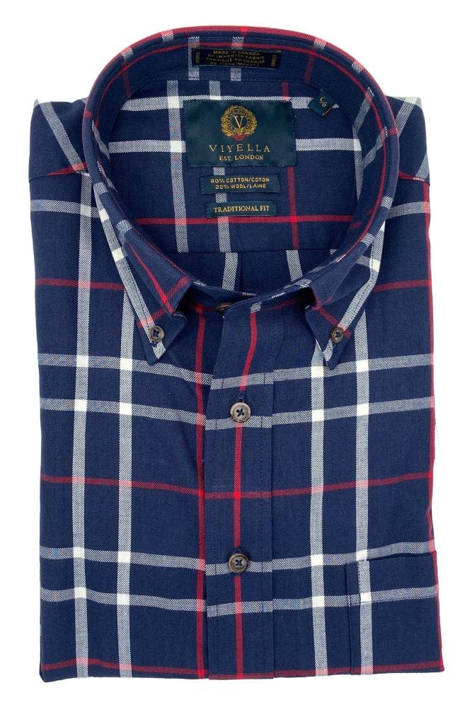 Viyella Stay Fashionable in our Navy Plaid Long Sleeve Shirts Made In Canada