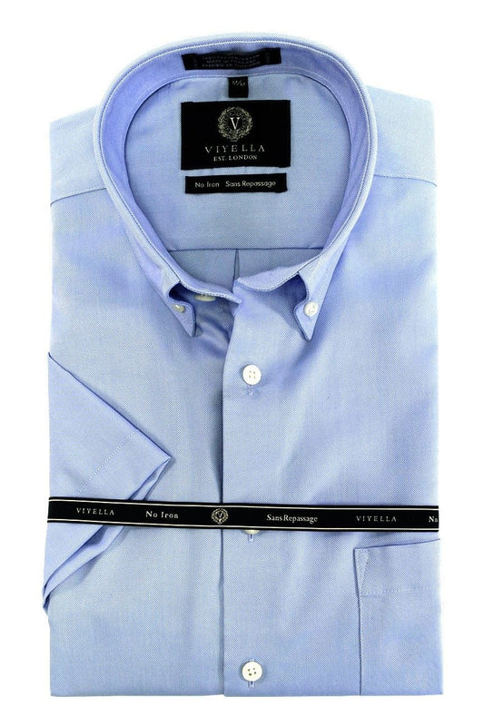 Viyella Non-Iron Short Sleeve Shirts in White or Blue