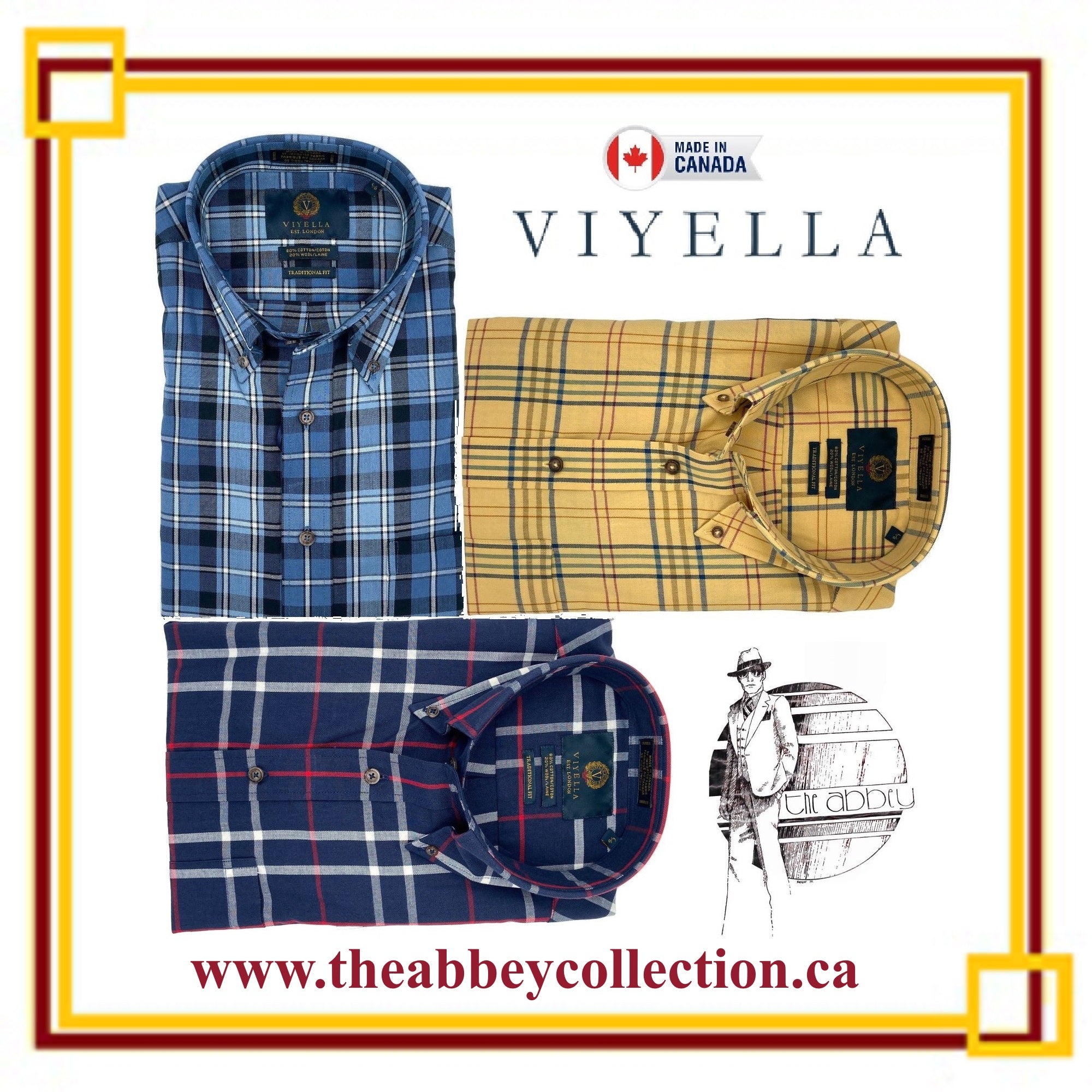 Elevate Your men's Wardrobe at The Abbey: Canadian-Made Viyella Shirts