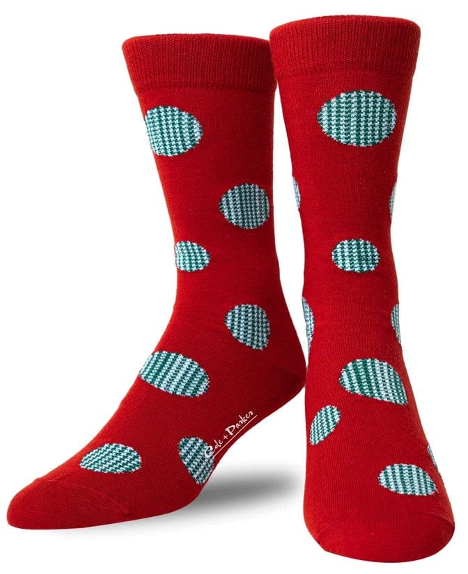 Cole & Parker Men's Red Crew Sock with Polkadot Patterns by Cole and Parker