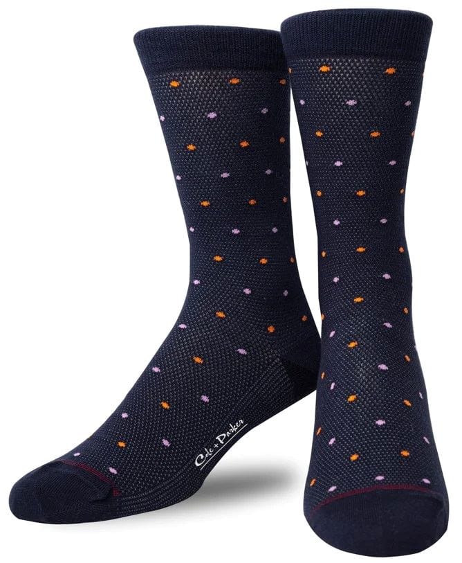 Cole & Parker Men's Navy Crew Sock with Multi Color Patterns by Cole and Parker