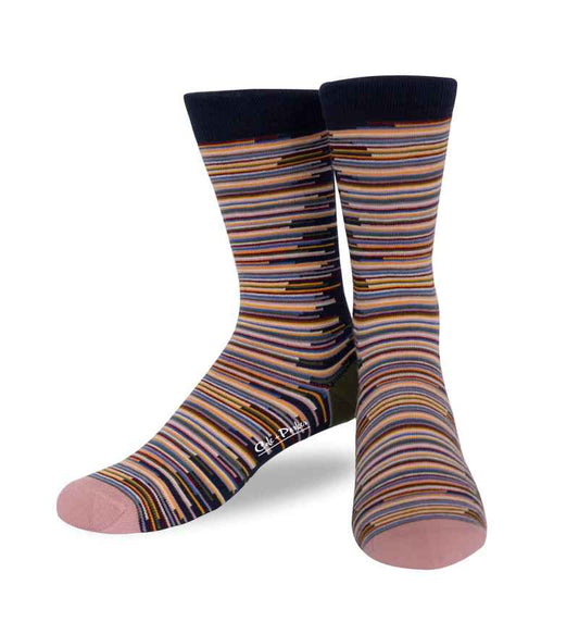 Cole & Parker Mens Multi Color Striped Crew Socks at The Abbey Collection