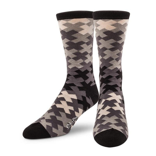 Cole & Parker Mens Geometric Shades Of Grey Crew Socks