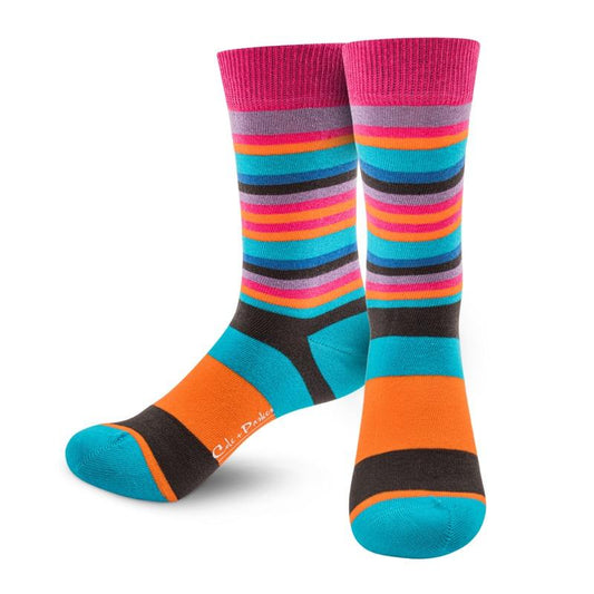 Cole & Parker Men's Multi Colored Striped Crew Socks