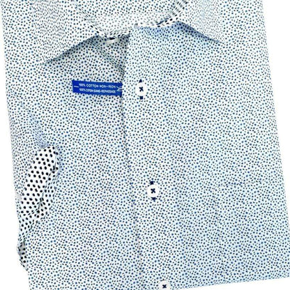 Leo Chevalier Design Contemporary Fit Blue Cotton Short Sleeve Sport Shirts Leo Chevalier
