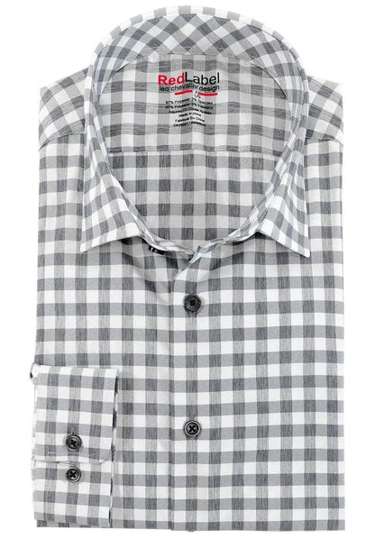 Leo Chevalier Design Leo Chevalier Voyage Performance Fitted Grey Check Sport Shirts