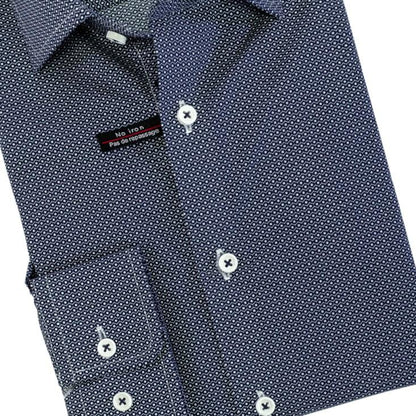 Leo Chevalier Design Blue 100% Cotton Non Iron Adjusted Fit Dress Shirt Leo Chevalier