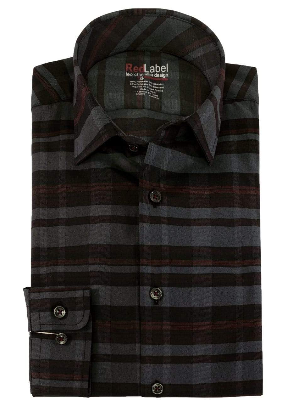 Leo Chevalier Design Voyage Performance Fitted Plaid Long Sleeve Sport Shirt Leo Chevalier
