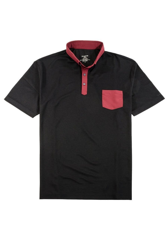 Leo Chevalier Design Short Sleeve Black Knit Polo Shirts Contrasting Trims