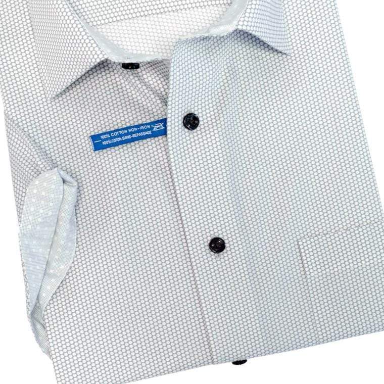 Leo Chevalier Design Grey Print Leo Chevalier Contemporary Fit Cotton Short Sleeve Shirts