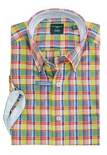 Leo Chevalier Design Bright Multi Colored Leo Chevalier Cotton Short Sleeve Shirts