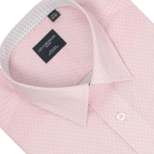 Leo Chevalier Design Pink 100% Cotton Non-Iron Long Sleeve Dress Shirts