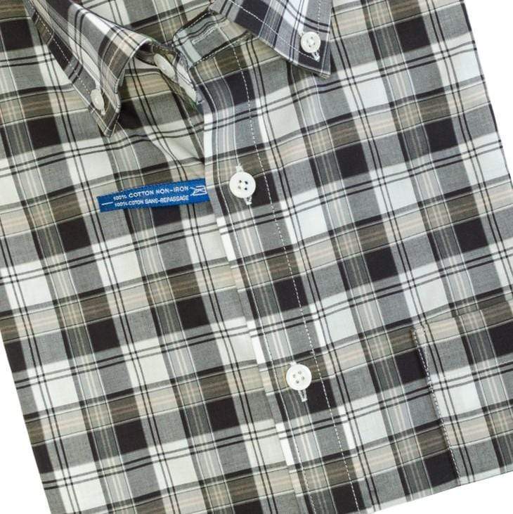Leo Chevalier Design Black Plaid Cotton Button Down Collar Short Sleeve Shirts Leo Chevalier